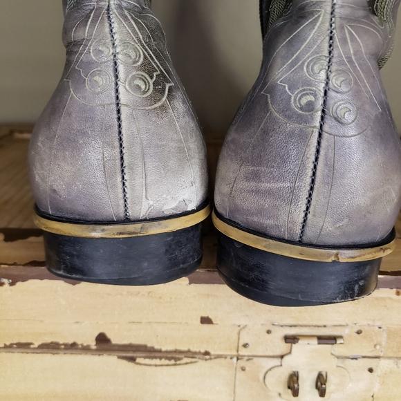 Mark Nason Size 12 Distressed Square Toe Gray Leather Boot